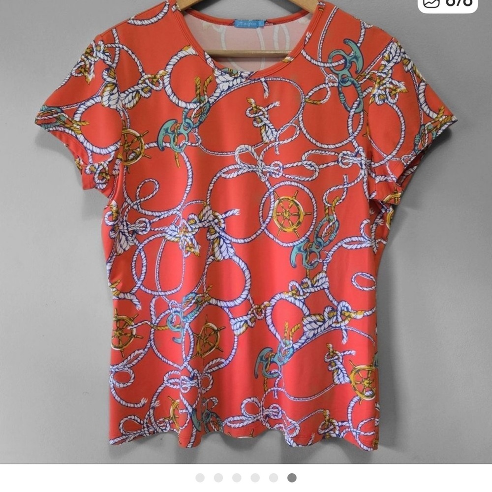 J. McLaughlin Catalina Cloth T Shirt Size XL Nautical Rope Coastal Beach Cruise.
